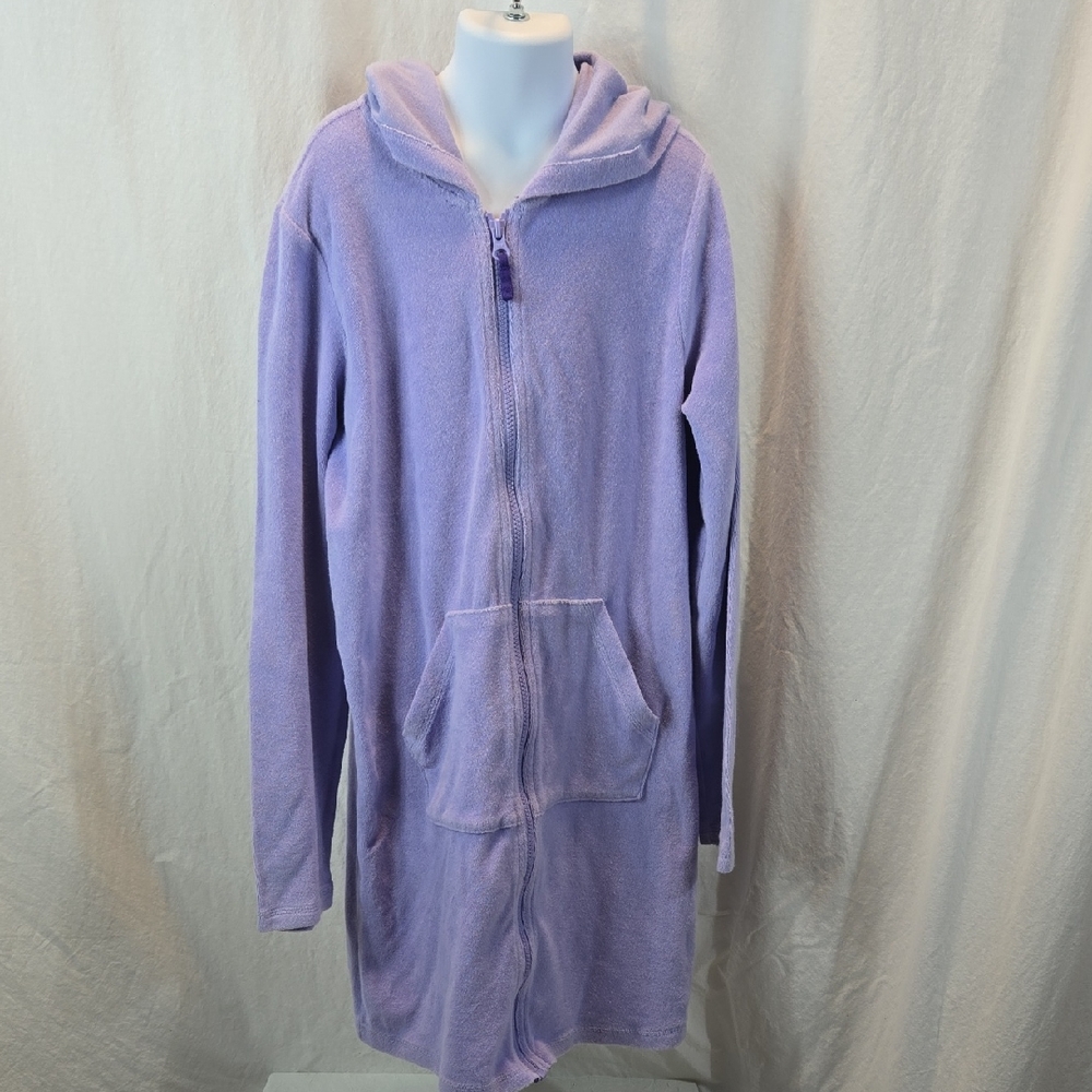 Lands' End Kids Purple Hooded Robe With Zipper